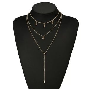 3 layer gold tone necklace